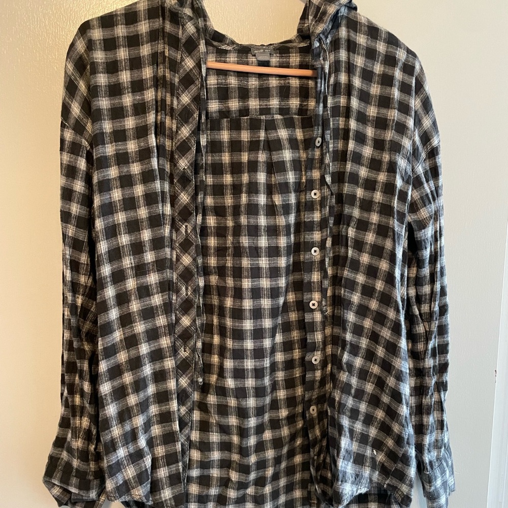 Aerie Button Up Hooded Flannel